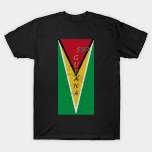 Guyana Flag Design with Phone Area Code and Map Outline T-Shirt